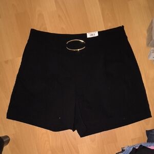 INC International Concepts | Black High Waist Shorts with Gold Detail